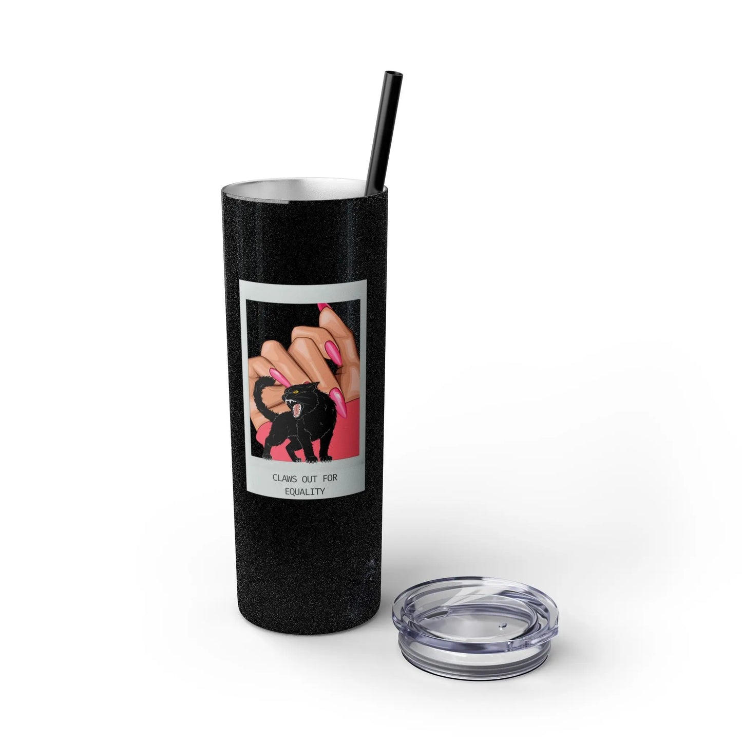 Copy of Skinny Tumbler with Straw, 20oz Childless Cat Lady Printify