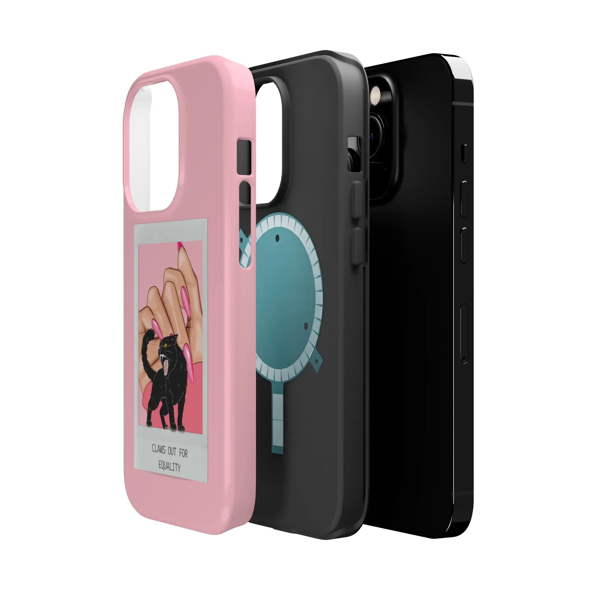 Magnetic Tough Phone Case - Claws Out For Equality (Pink) Printify