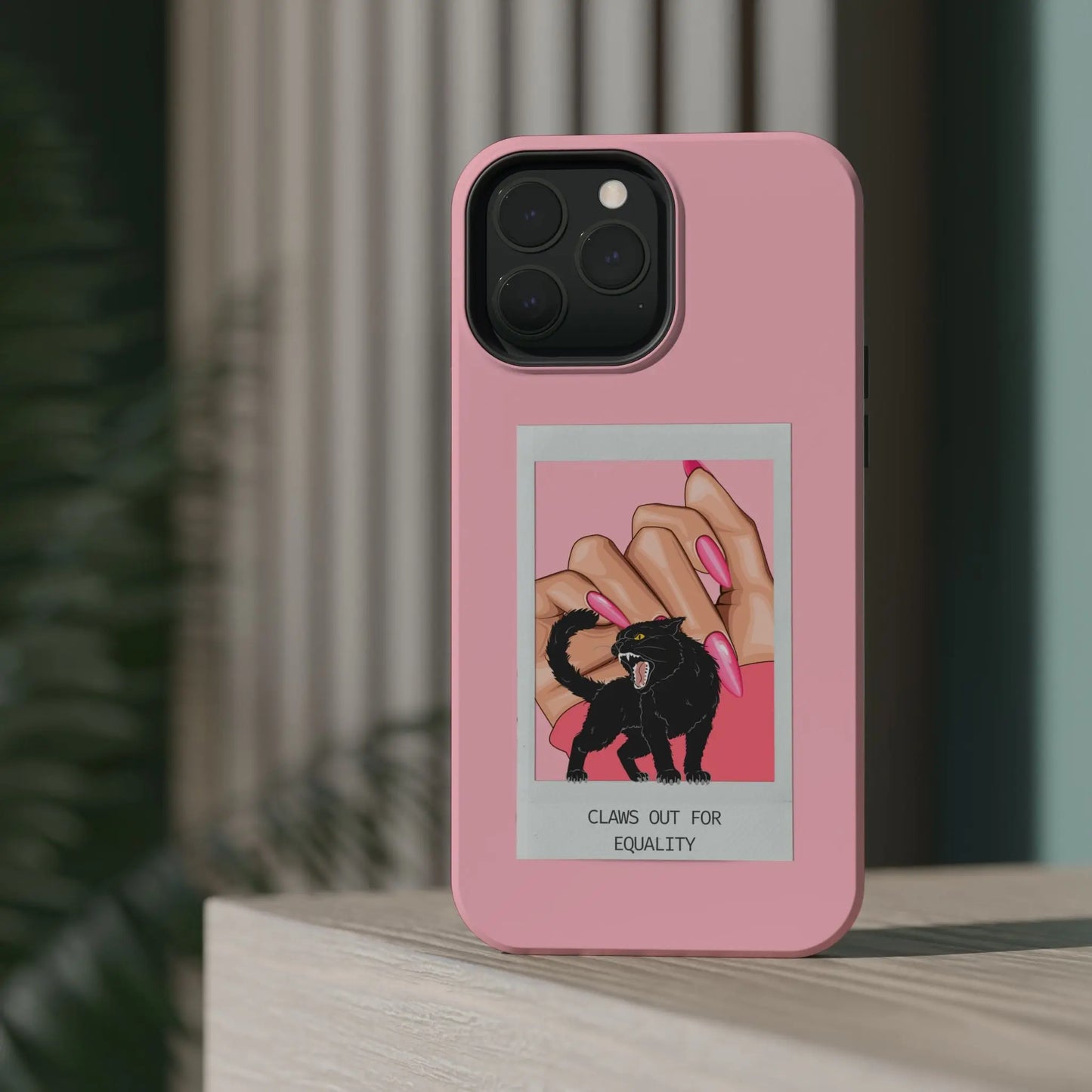 Magnetic Tough Phone Case - Claws Out For Equality (Pink) Printify