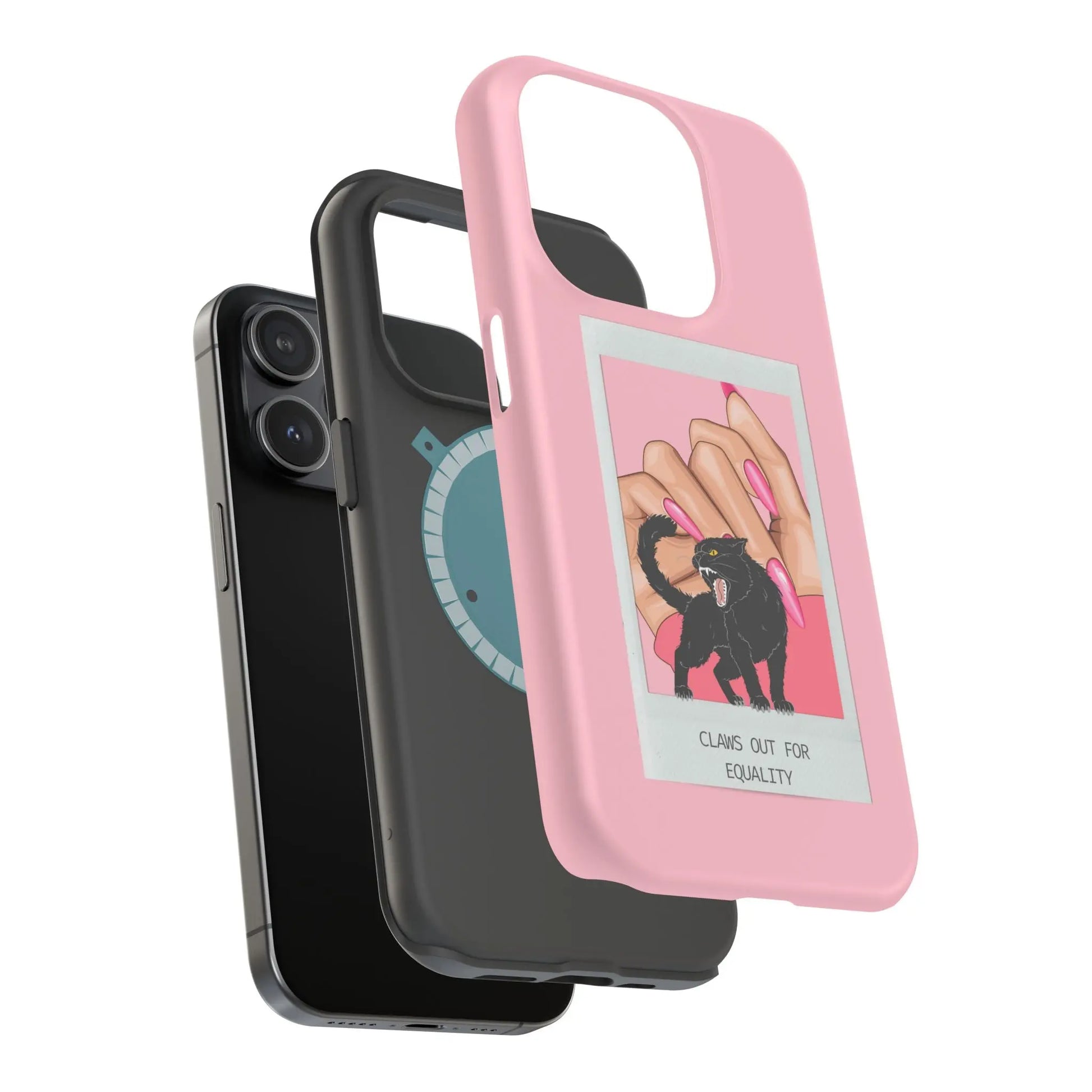 Magnetic Tough Phone Case - Claws Out For Equality (Pink) Printify