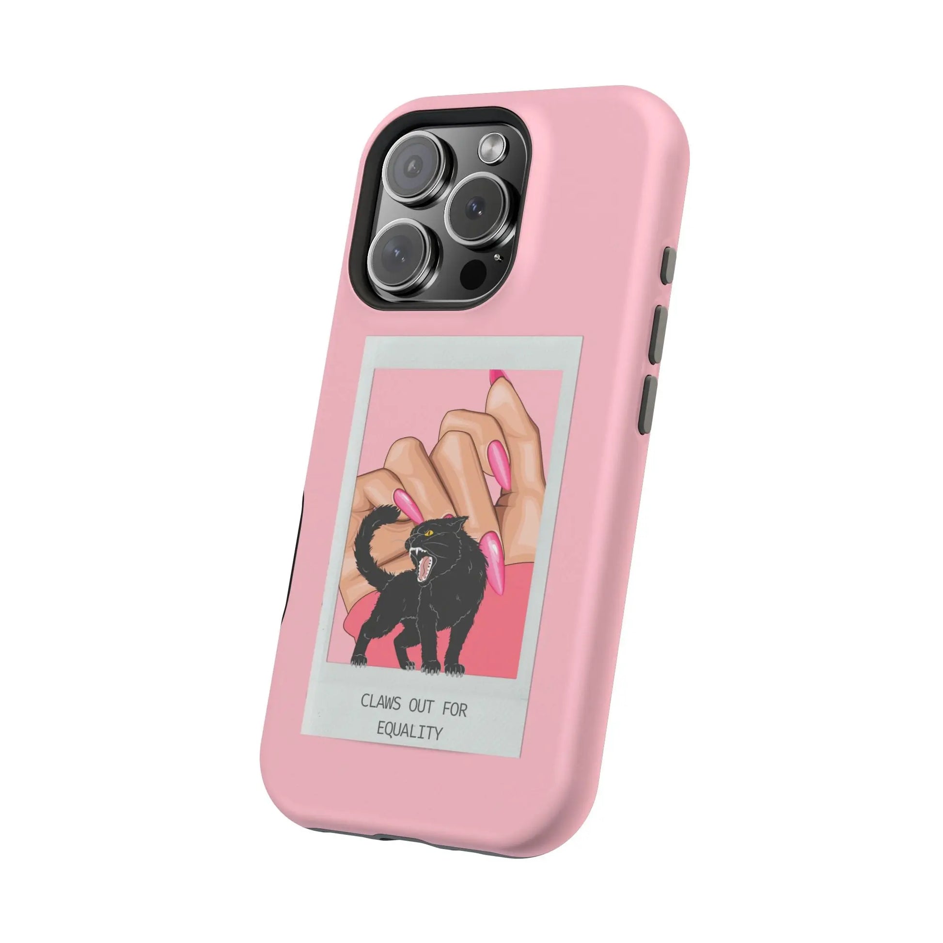 Magnetic Tough Phone Case - Claws Out For Equality (Pink) Printify