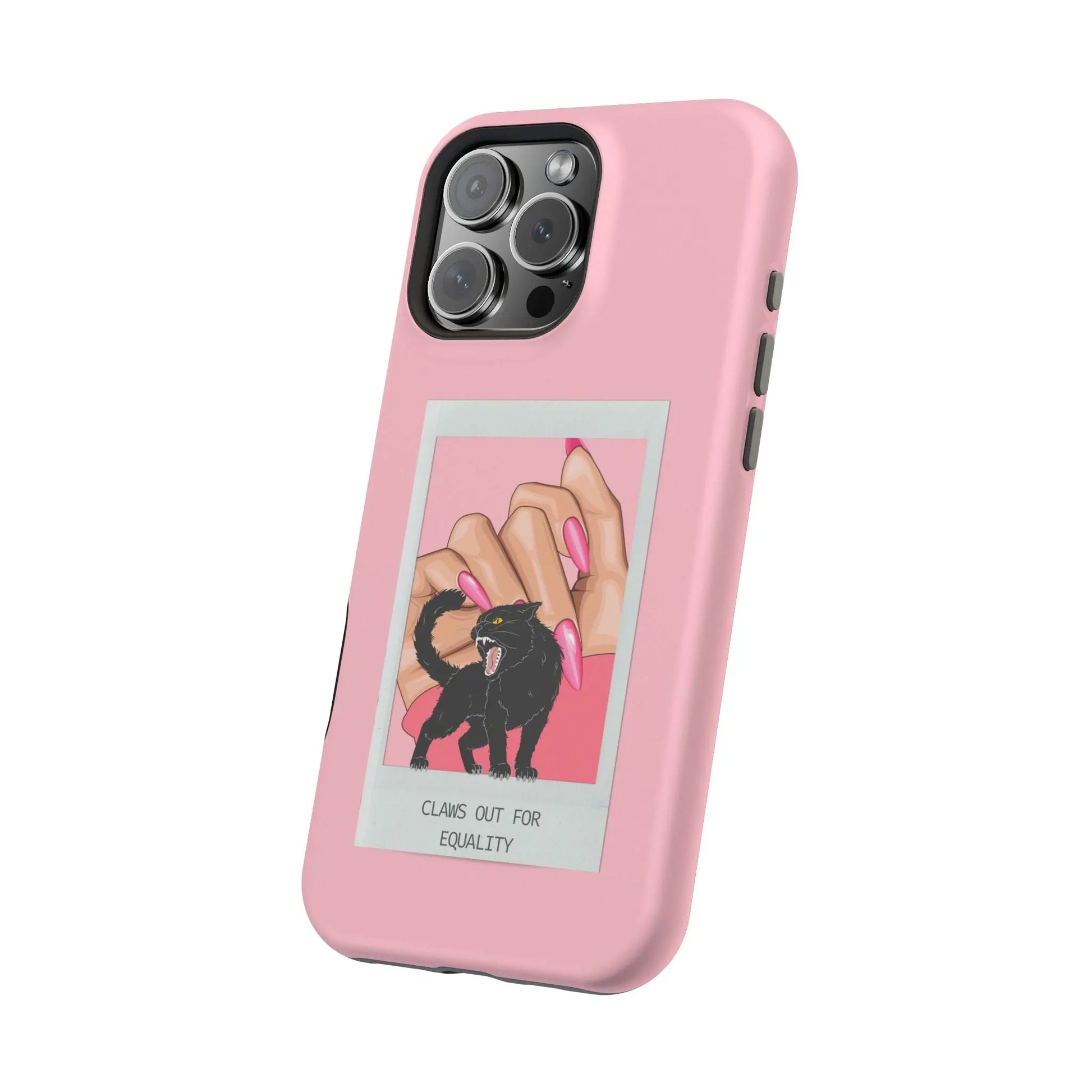 Magnetic Tough Phone Case - Claws Out For Equality (Pink) Printify