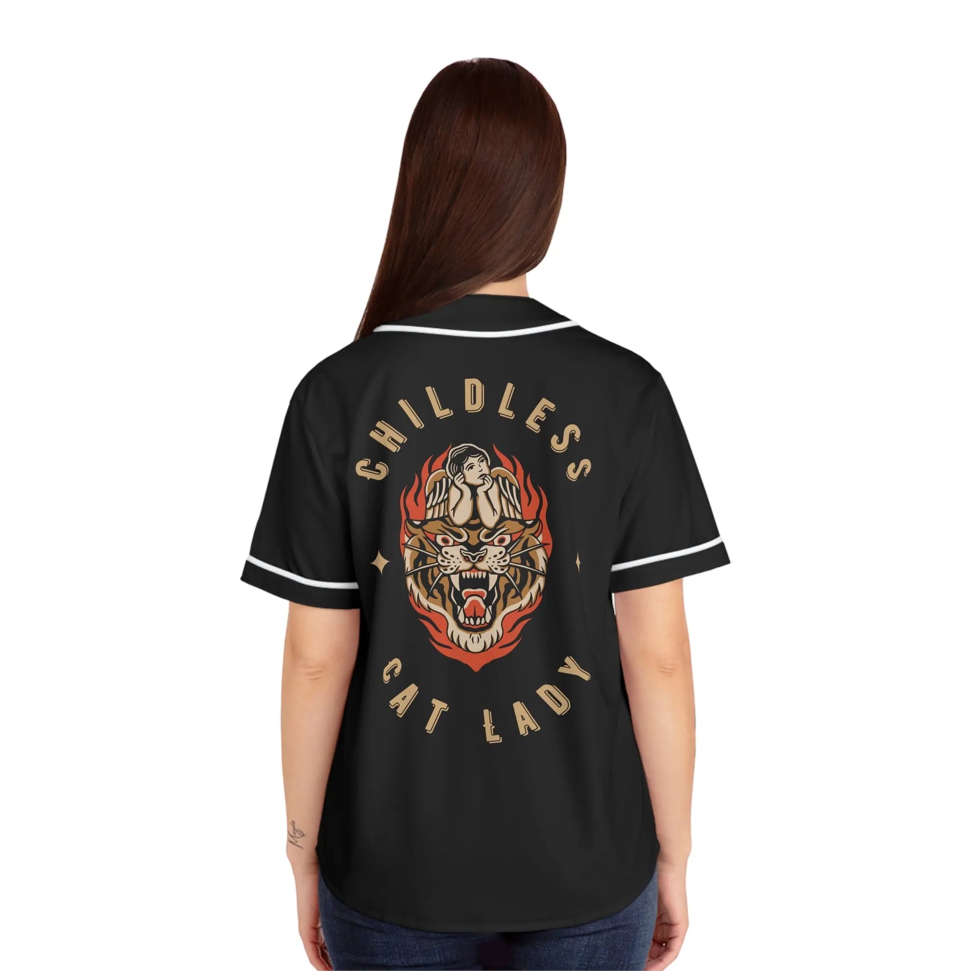 Women's Baseball Jersey - Childless Cat Lady Printify