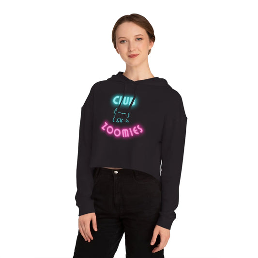 Women’s Cropped Hooded Sweatshirt - Club Zoomies Printify